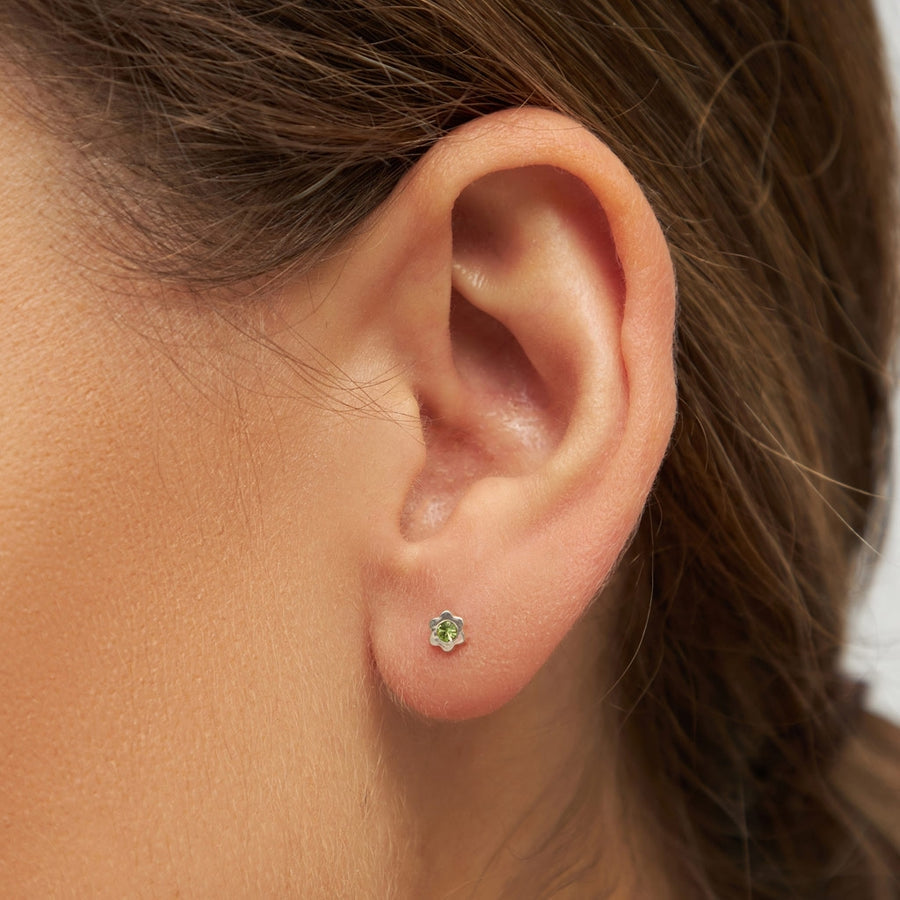 Lulu Copenhagen Blomst Light Green Shiny Single Stud Earring