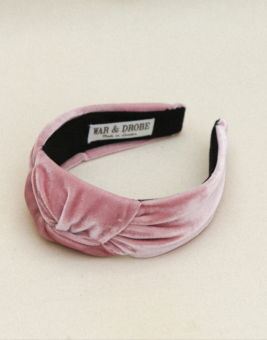 War & Drobe Rosie Pink Velvet Hairband
