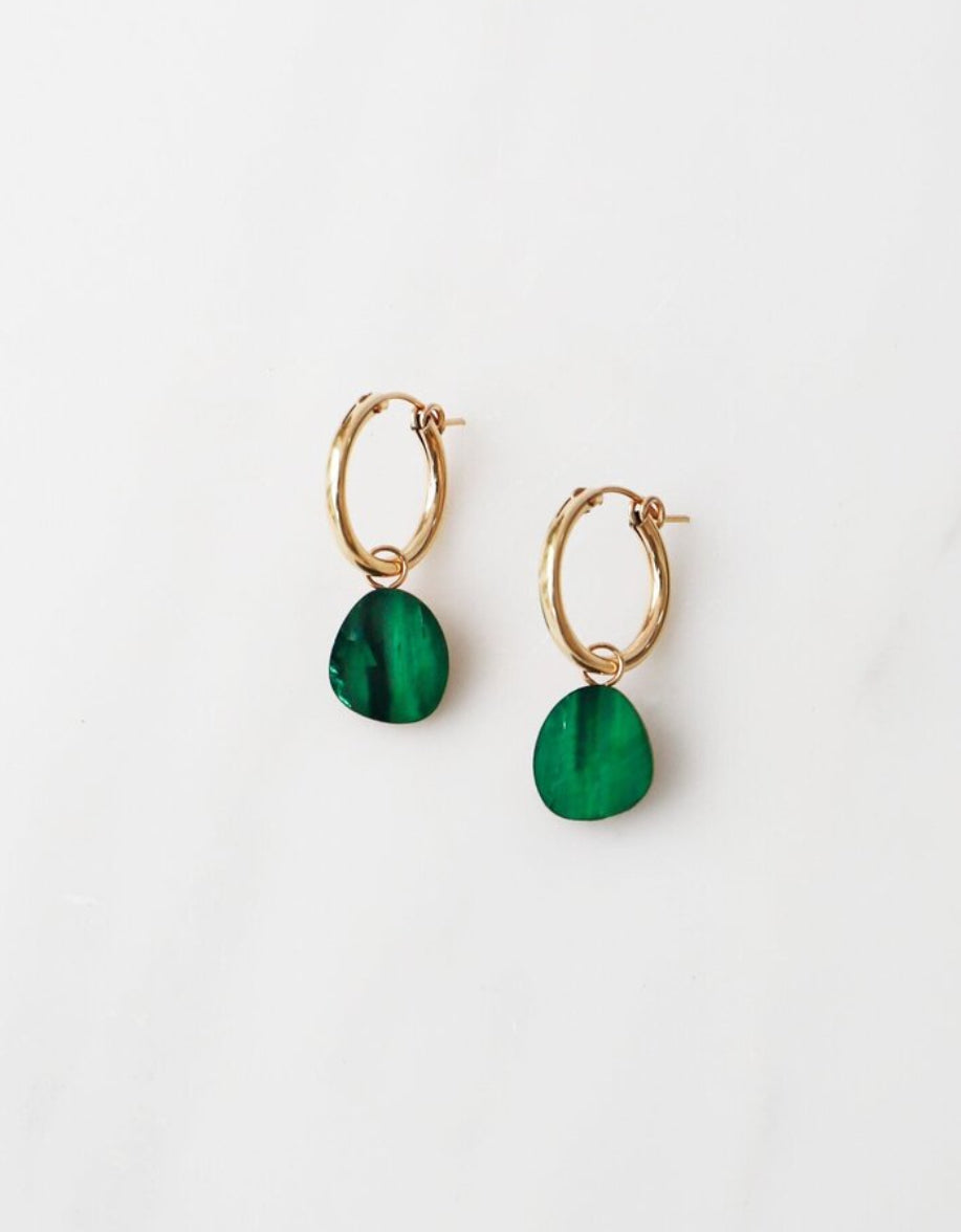 Wolf & Moon Beatrice Emerald Green Hoop Earrings