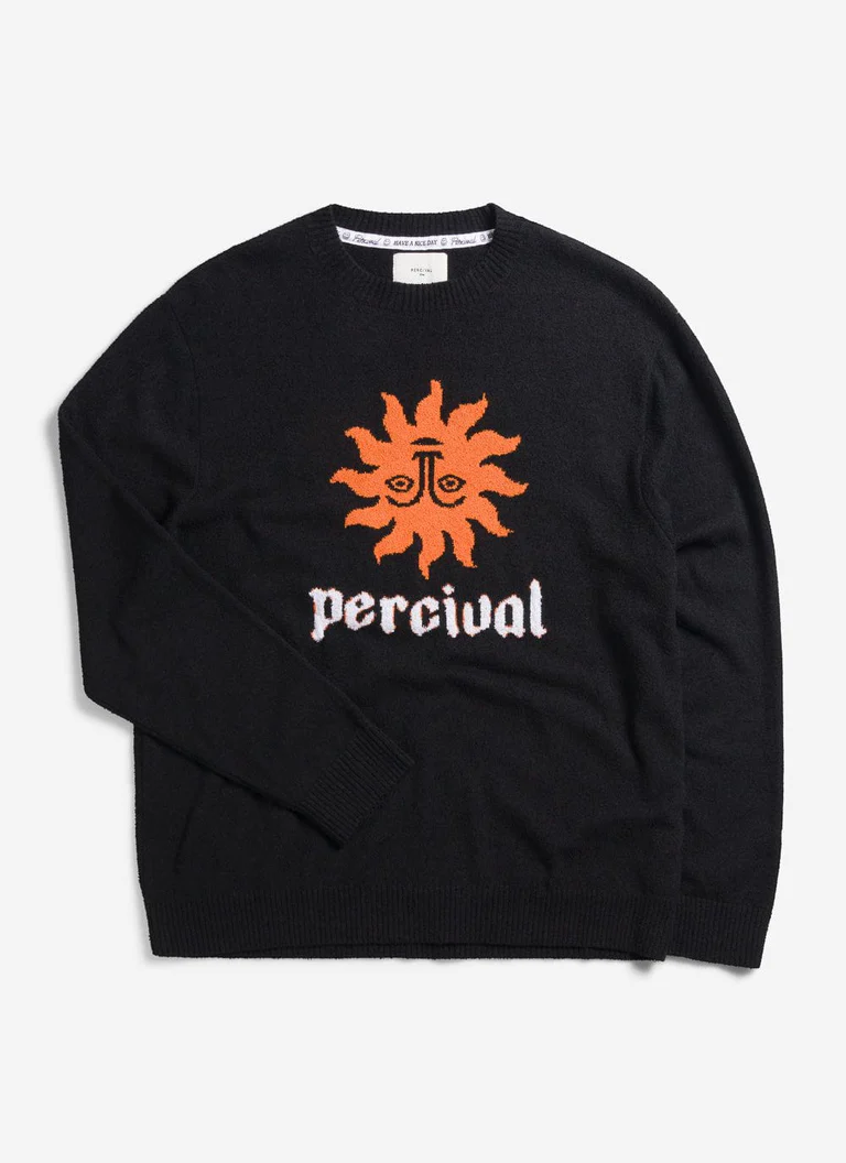 Percival Solar Omen Black Crewneck Jumper