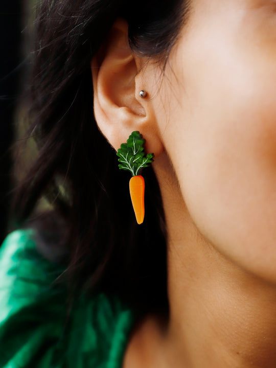 Wolf & Moon Carrot Stud Earrings