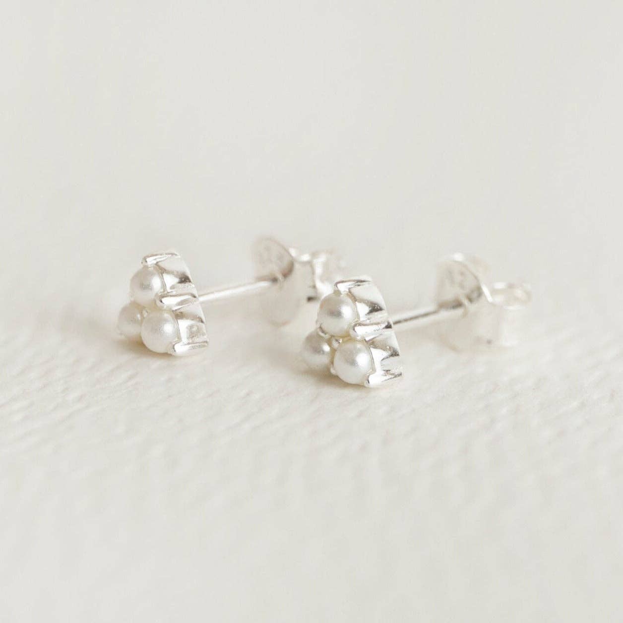 Claire Hill Triple Pearl Mini Stud Earrings