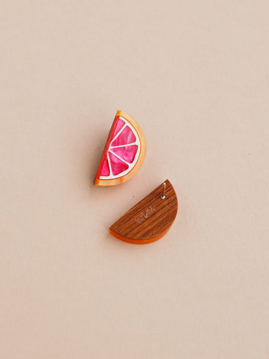 Wolf & Moon Grapefruit Slice stud Earrings