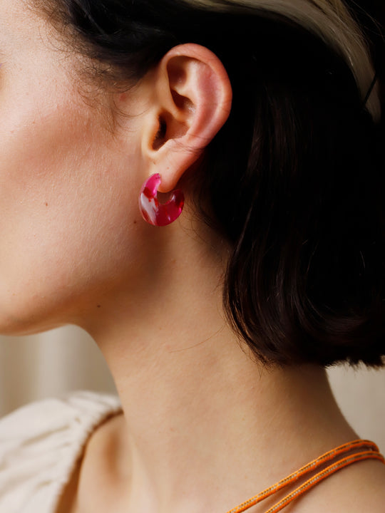 Wolf & Moon Cassia Raspberry Crush Hoop Earrings