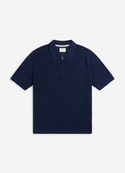 Percival Nawa Diamond Zip Navy Polo Shirt