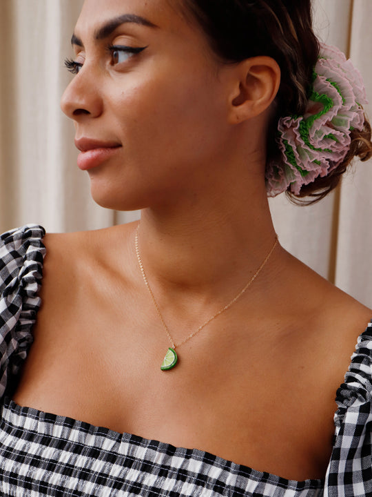 Wolf & Moon Lime Slice Necklace