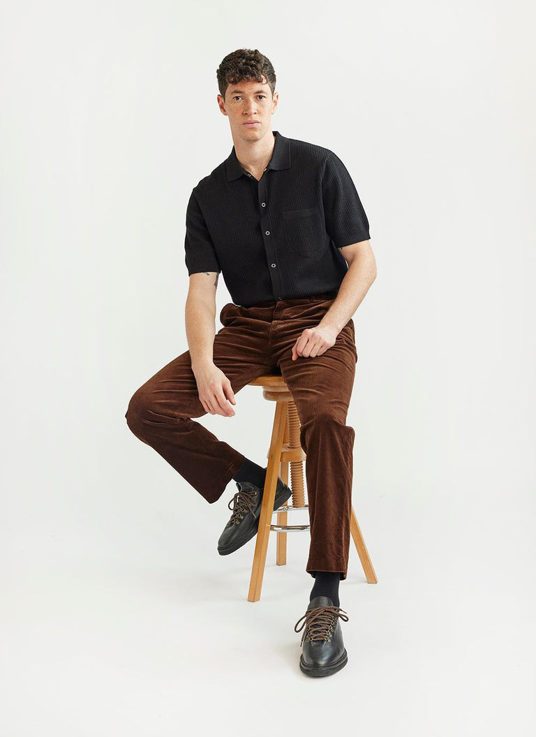 Percival Pablo Black Cuban Knit Polo
