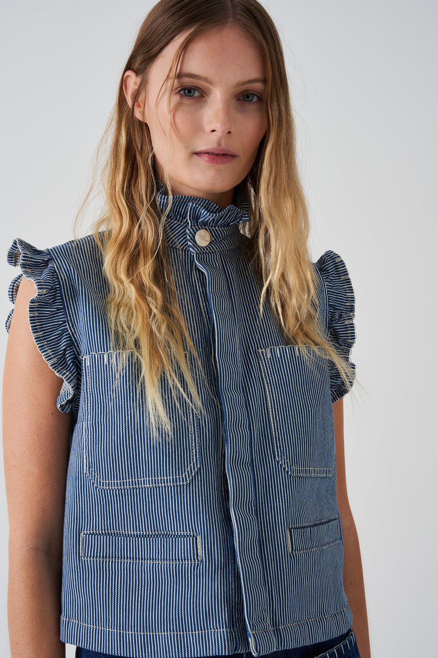 Seventy + Mochi Pablo Stripe Denim Waistcoat