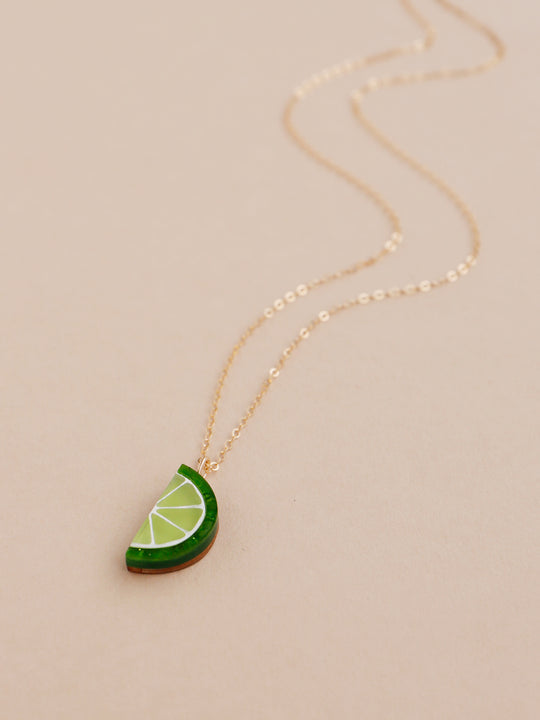 Wolf & Moon Lime Slice Necklace