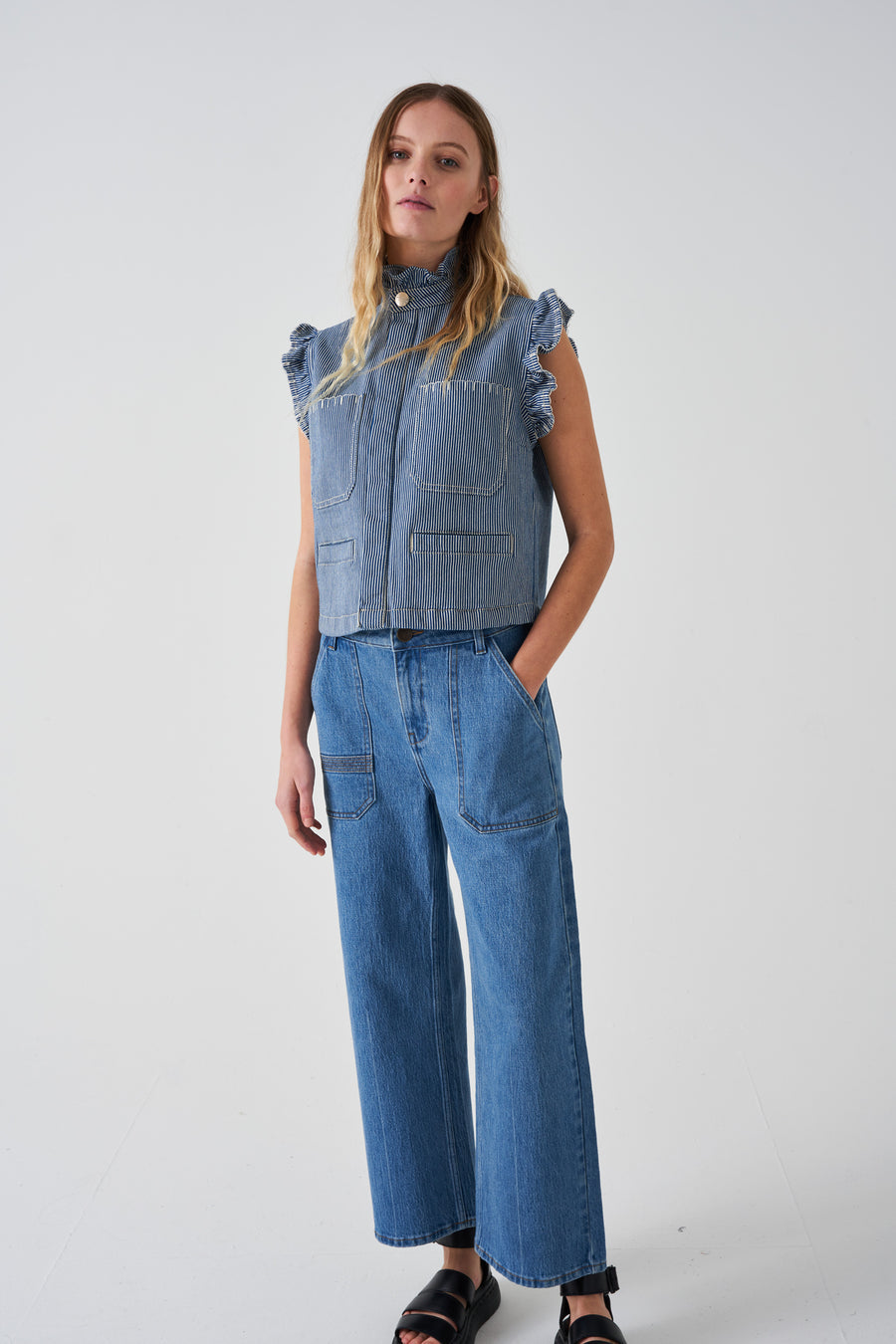 Seventy + Mochi Pablo Stripe Denim Waistcoat