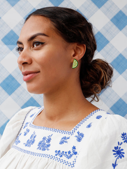 Wolf & Moon Lime Slice Stud Earrings