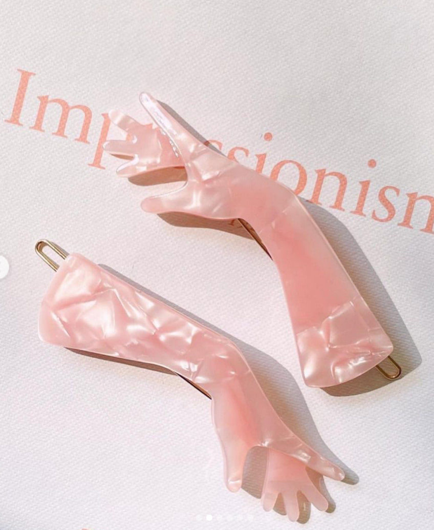 MLE A Fashion Nerd Pink Gloves Hair Clips
