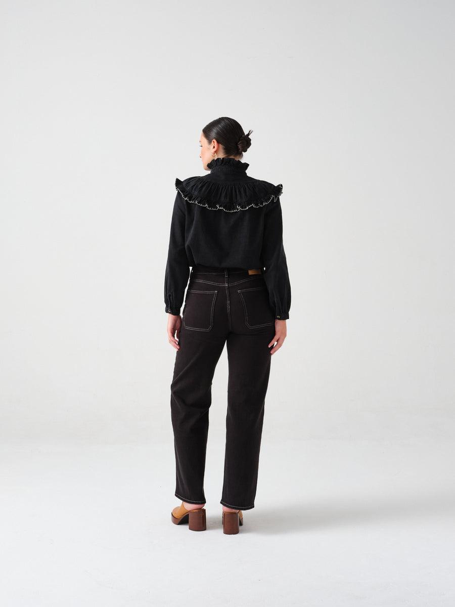 Seventy + Mochi Victoria Washed Black Blouse