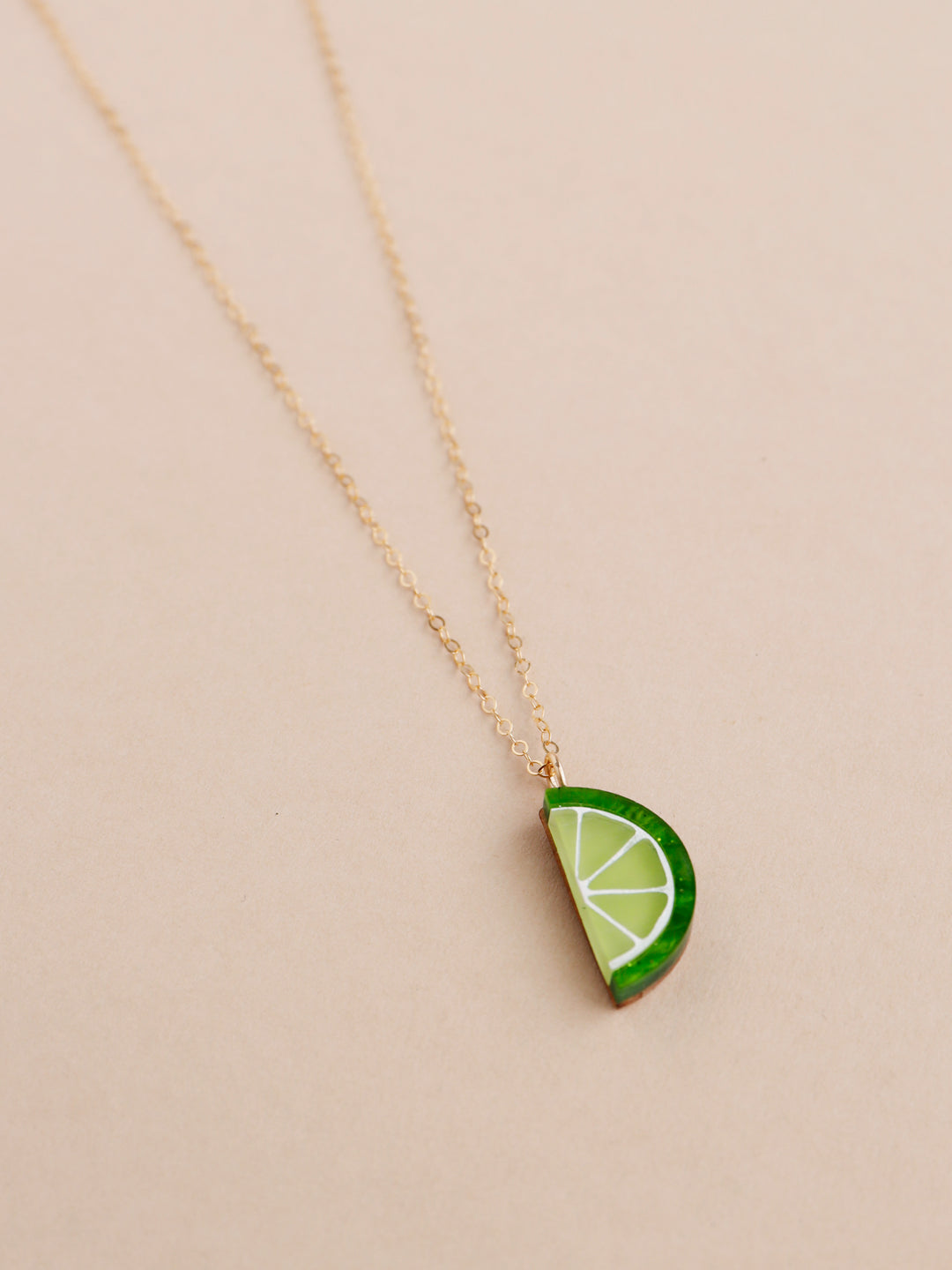 Wolf & Moon Lime Slice Necklace