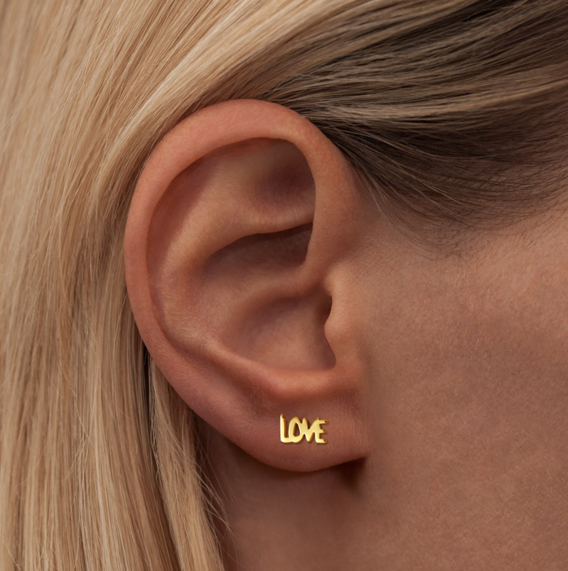 Lulu Copenhagen Word Love Gold Stud Earring