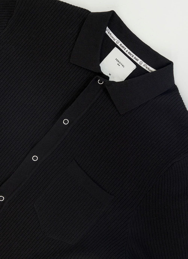Percival Pablo Black Cuban Knit Polo