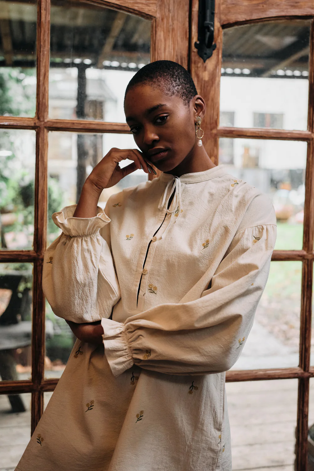 Meadows Okra Buttercup Embroidered Shirt