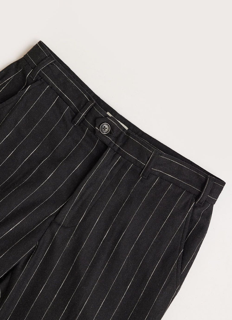 Percival Black Wool Pinstripe Trousers