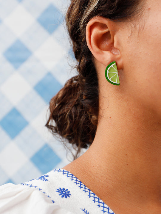 Wolf & Moon Lime Slice Stud Earrings