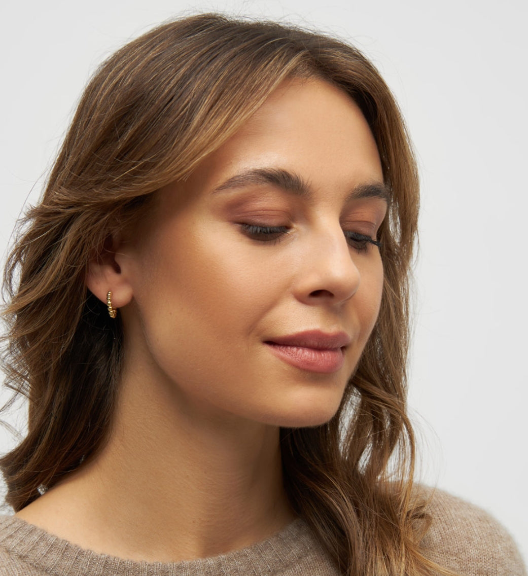 Lulu Copenhagen Gold Plated Gold Ball Small Hoop Earrings