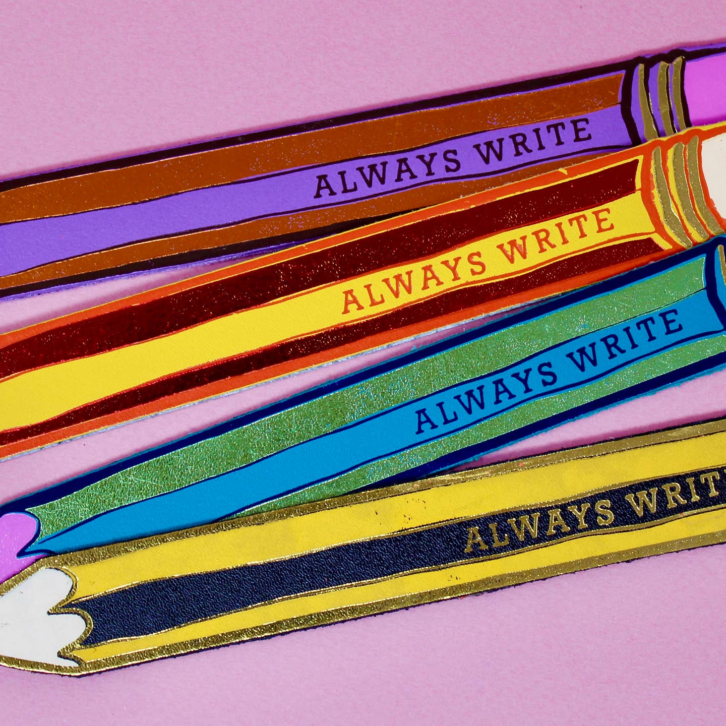 Ark  Pink Purple Always Write Pencil Bookmark