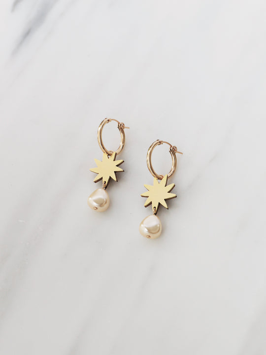 Wolf & Moon Kara Pearl Hoop Earrings