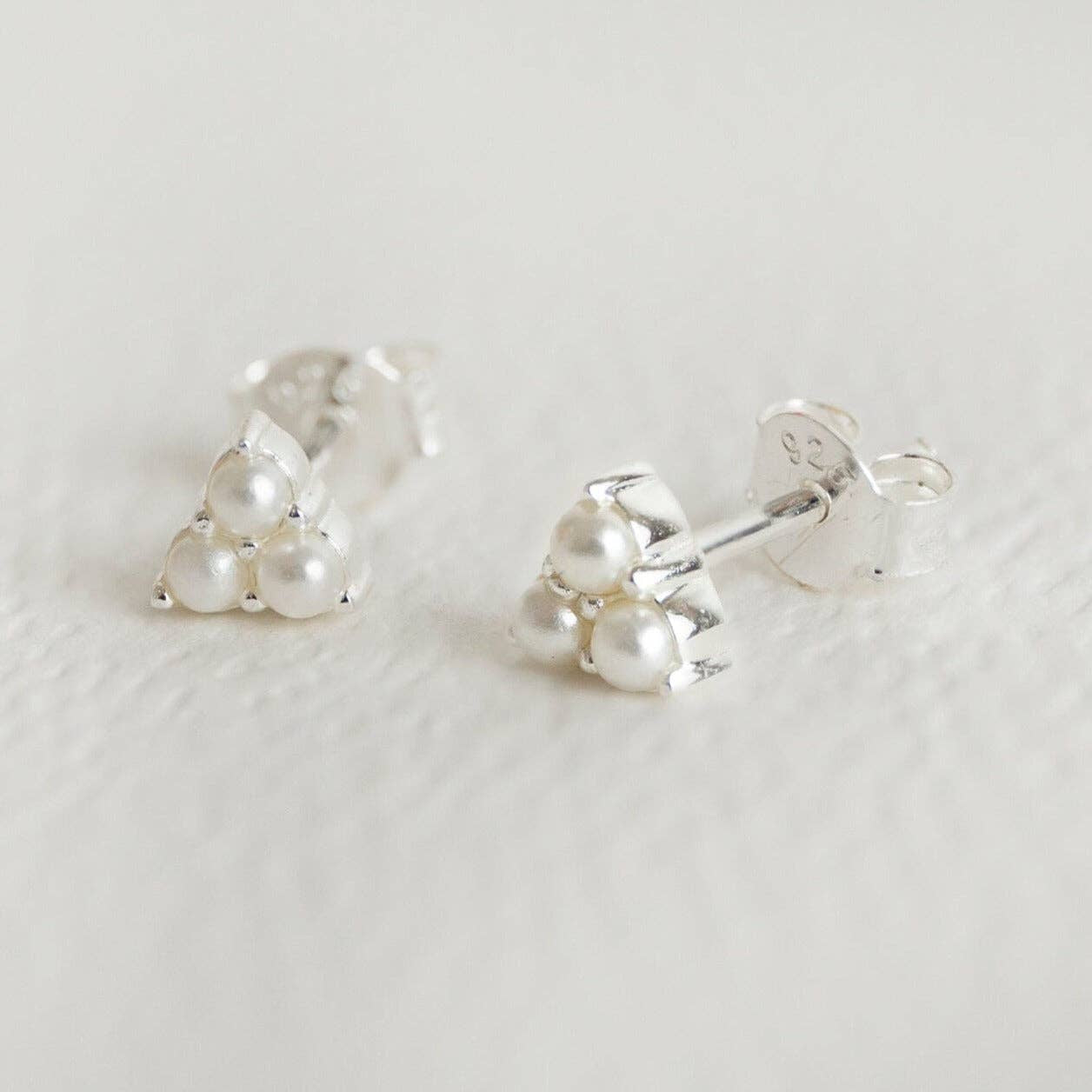 Claire Hill Triple Pearl Mini Stud Earrings