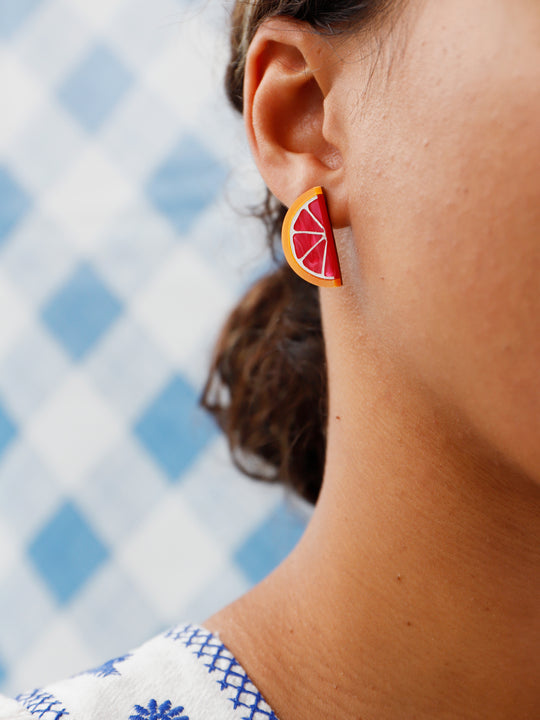 Wolf & Moon Grapefruit Slice stud Earrings