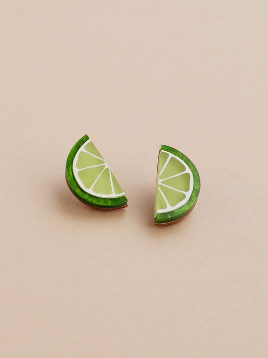 Wolf & Moon Lime Slice Stud Earrings