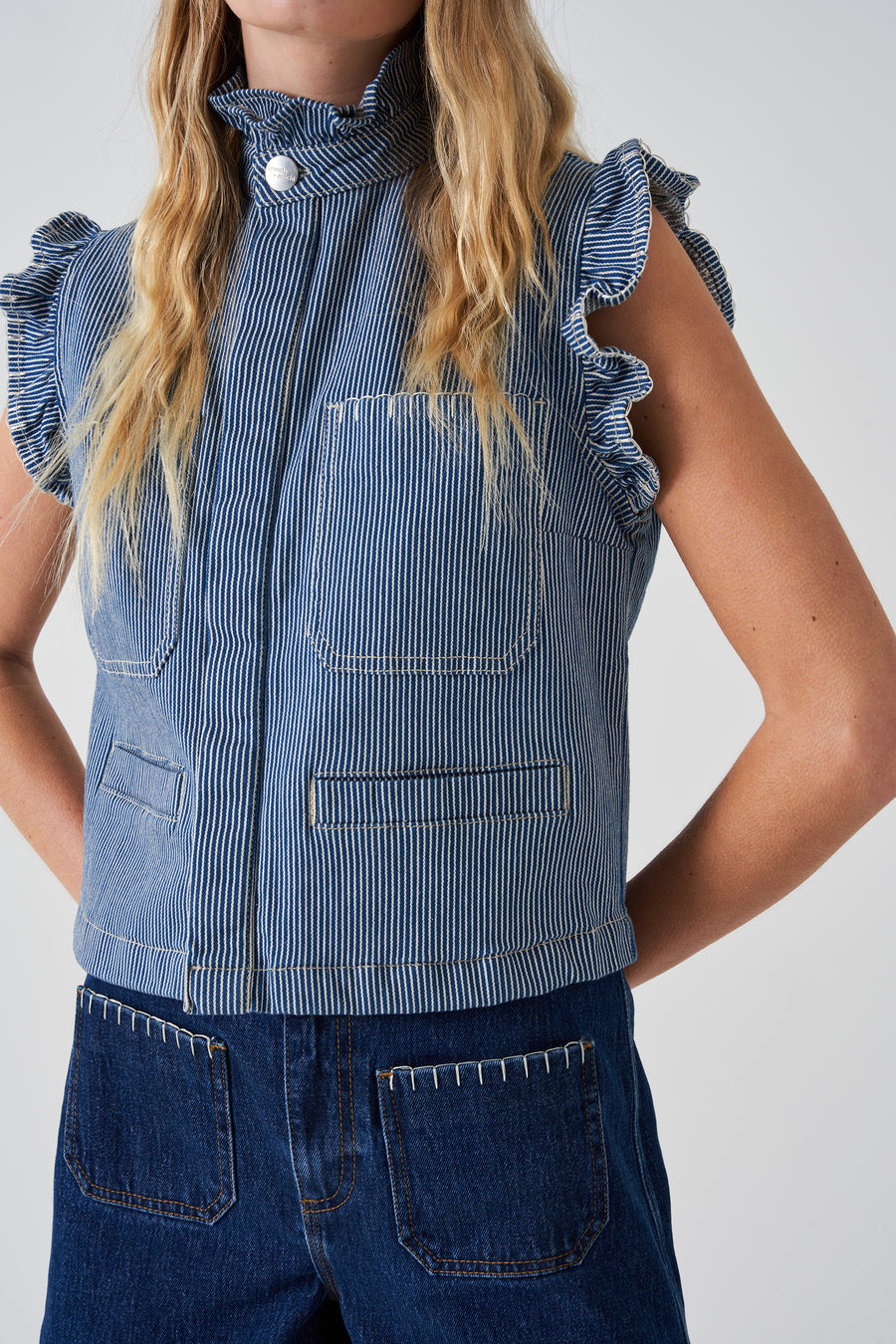 Seventy + Mochi Pablo Stripe Denim Waistcoat