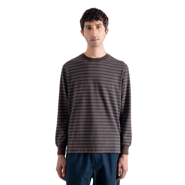 Far Afield Breton Brown Stripe Longsleeve T-shirt