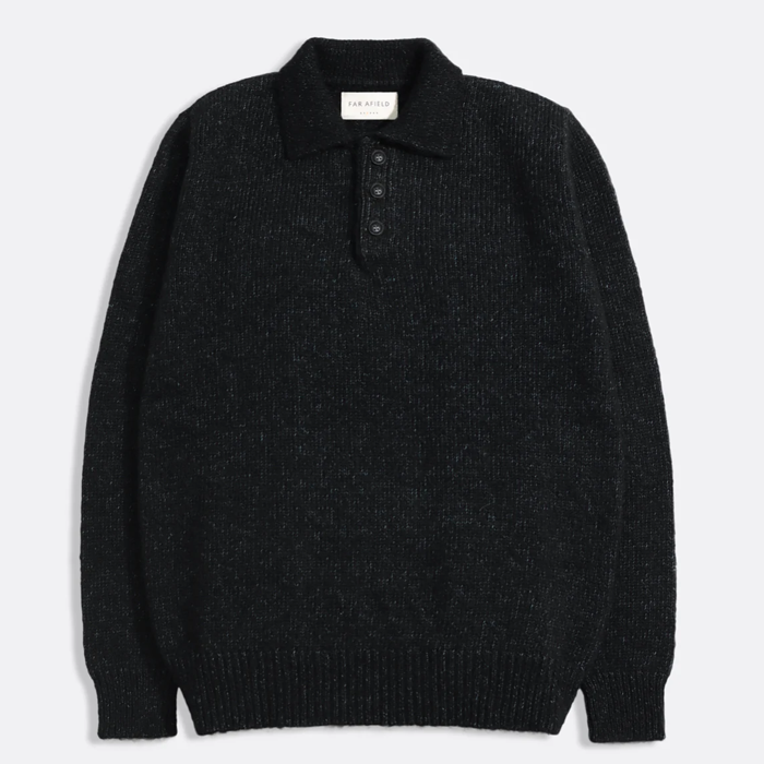 Far Afield Kier Grey Fleck Polo Sweater