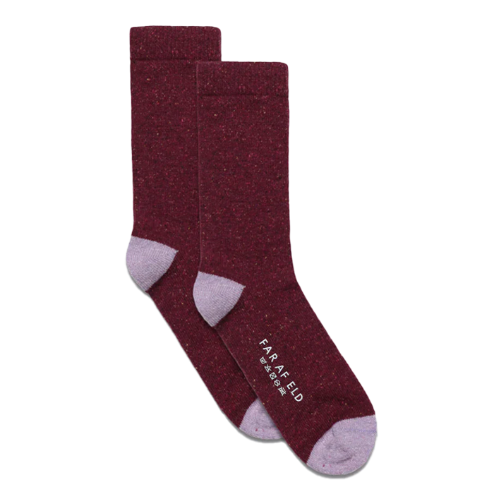 Far Afield Neppy Magenta Hazel Wool Mix Socks