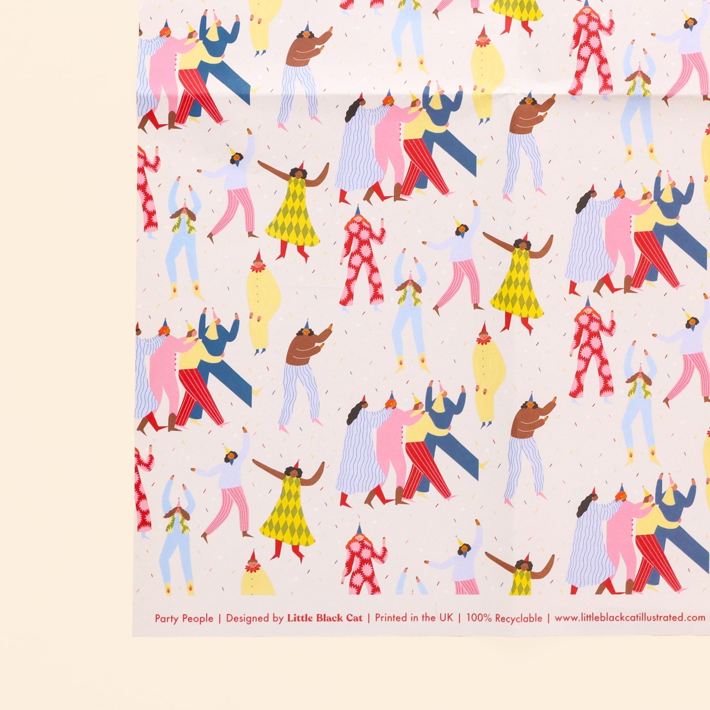 Little Black Cat Party People Wrap Paper