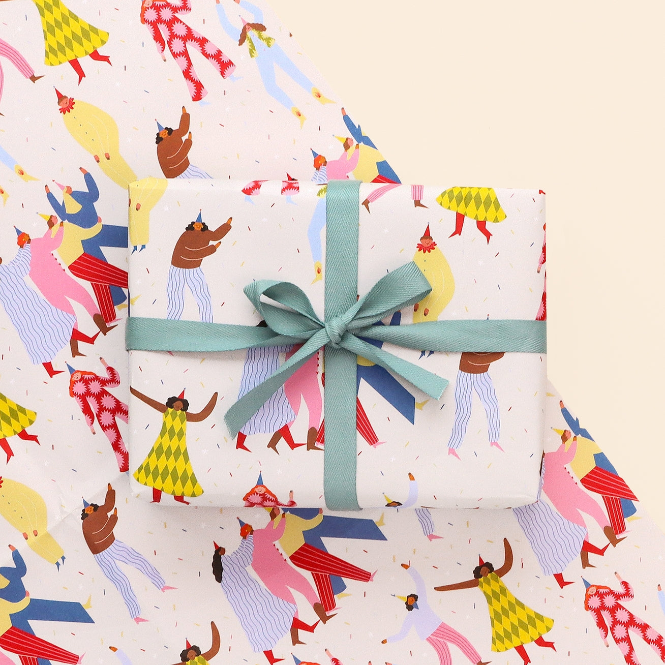 Little Black Cat Party People Wrap Paper