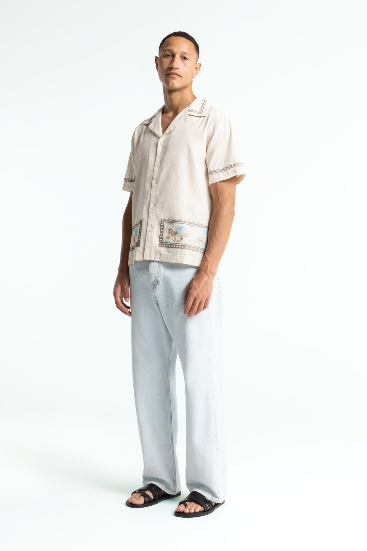 Kings Of Indigo Arkin Ecru Koi Pond Shirt