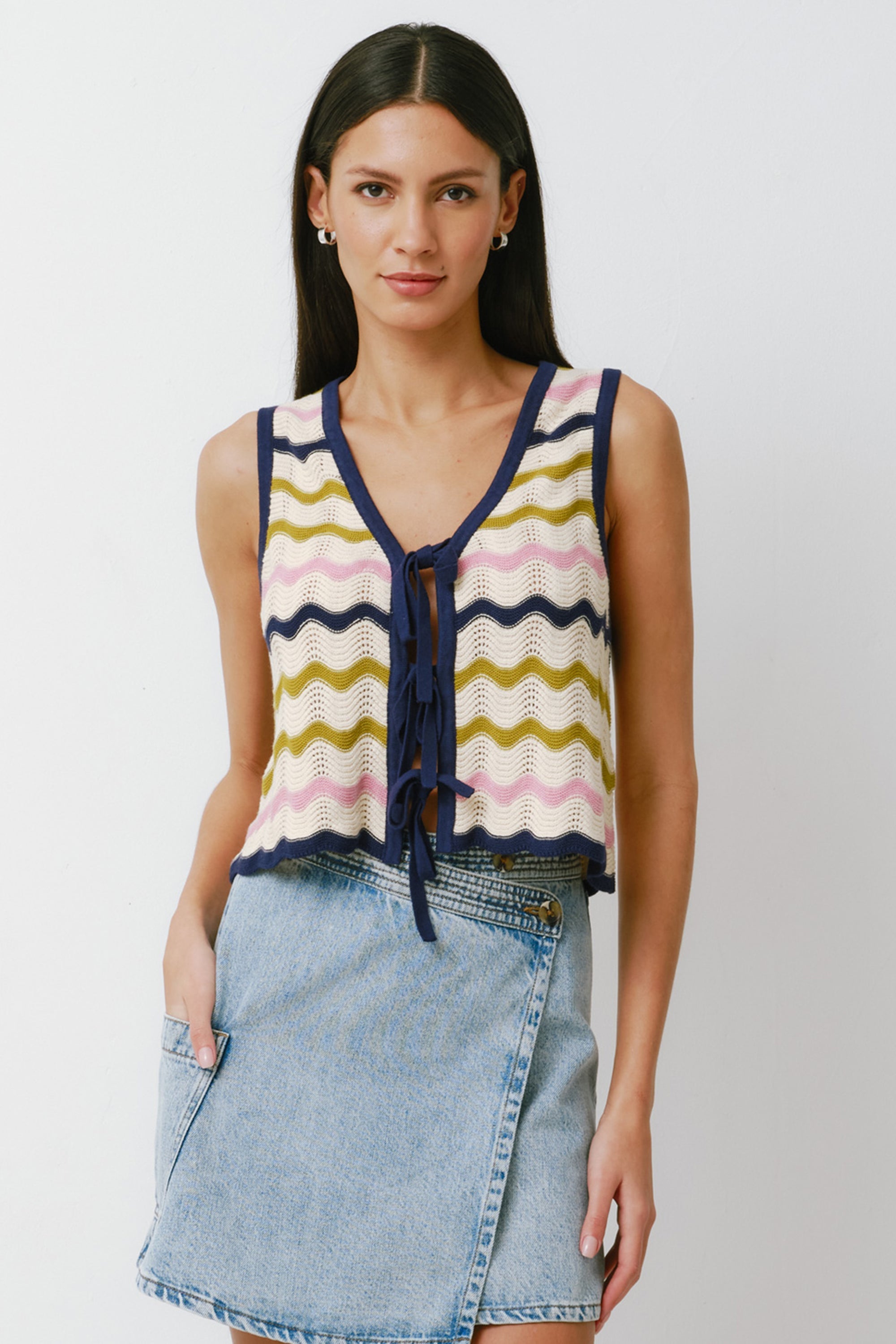 Seventy & Mochi Edie Lime Stripe Vest
