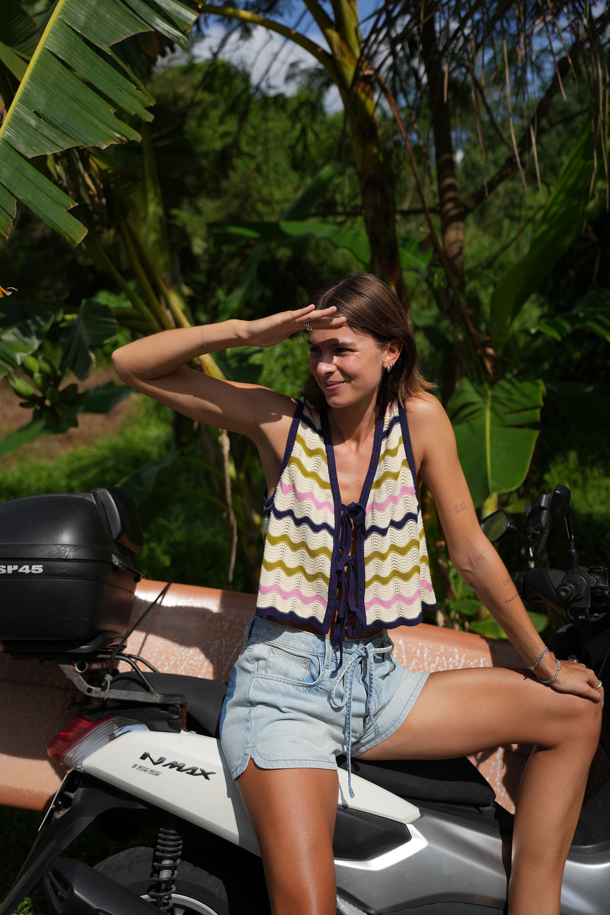 Seventy & Mochi Edie Lime Stripe Vest