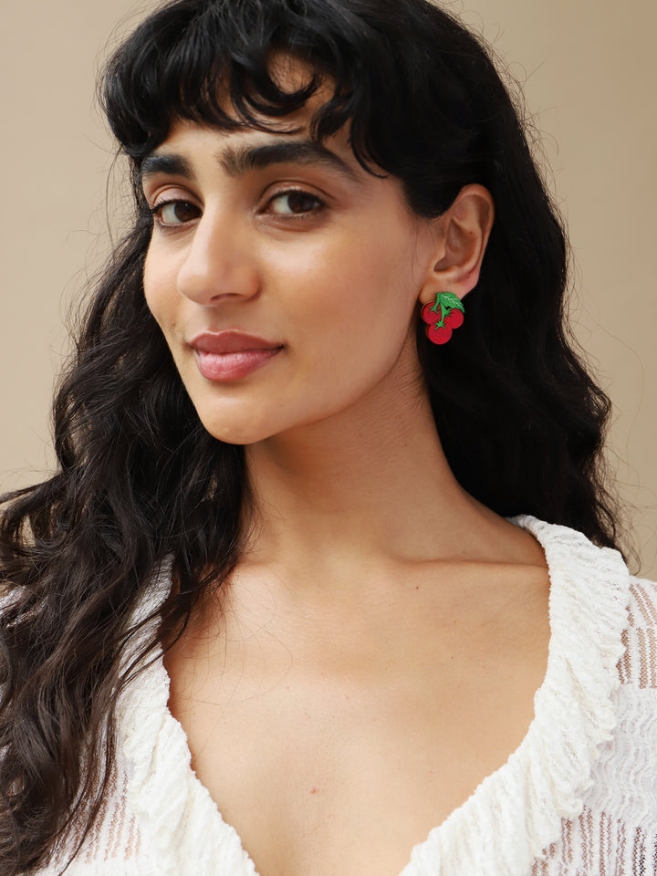Wolf & Moon Tomato Stud Earrings