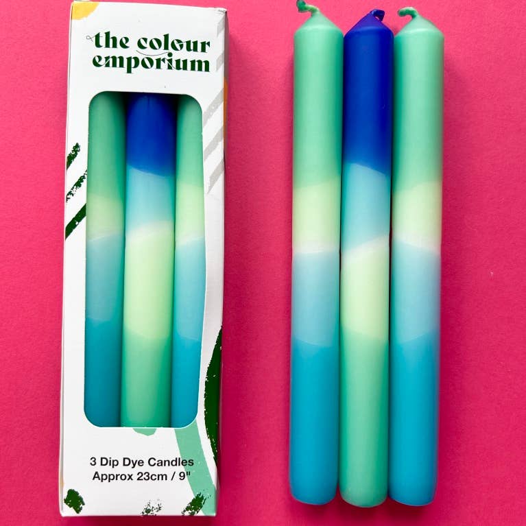 The Colour Emporium Ocean Blues Dip Dye Candles Trio