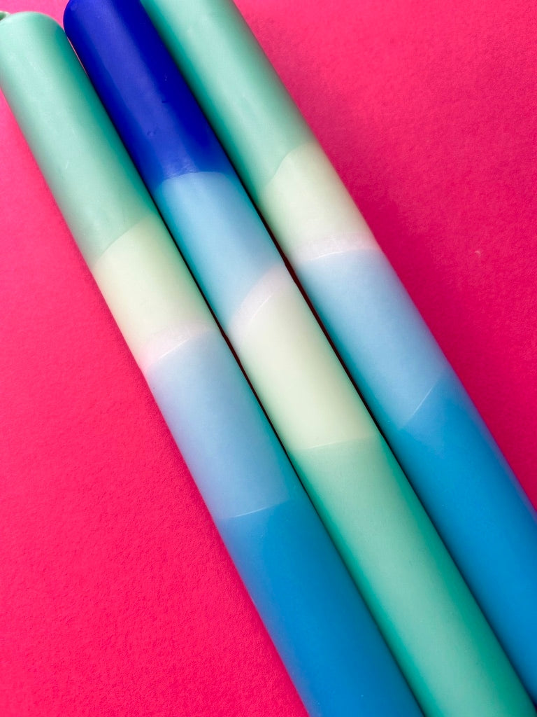 The Colour Emporium Ocean Blues Dip Dye Candles Trio