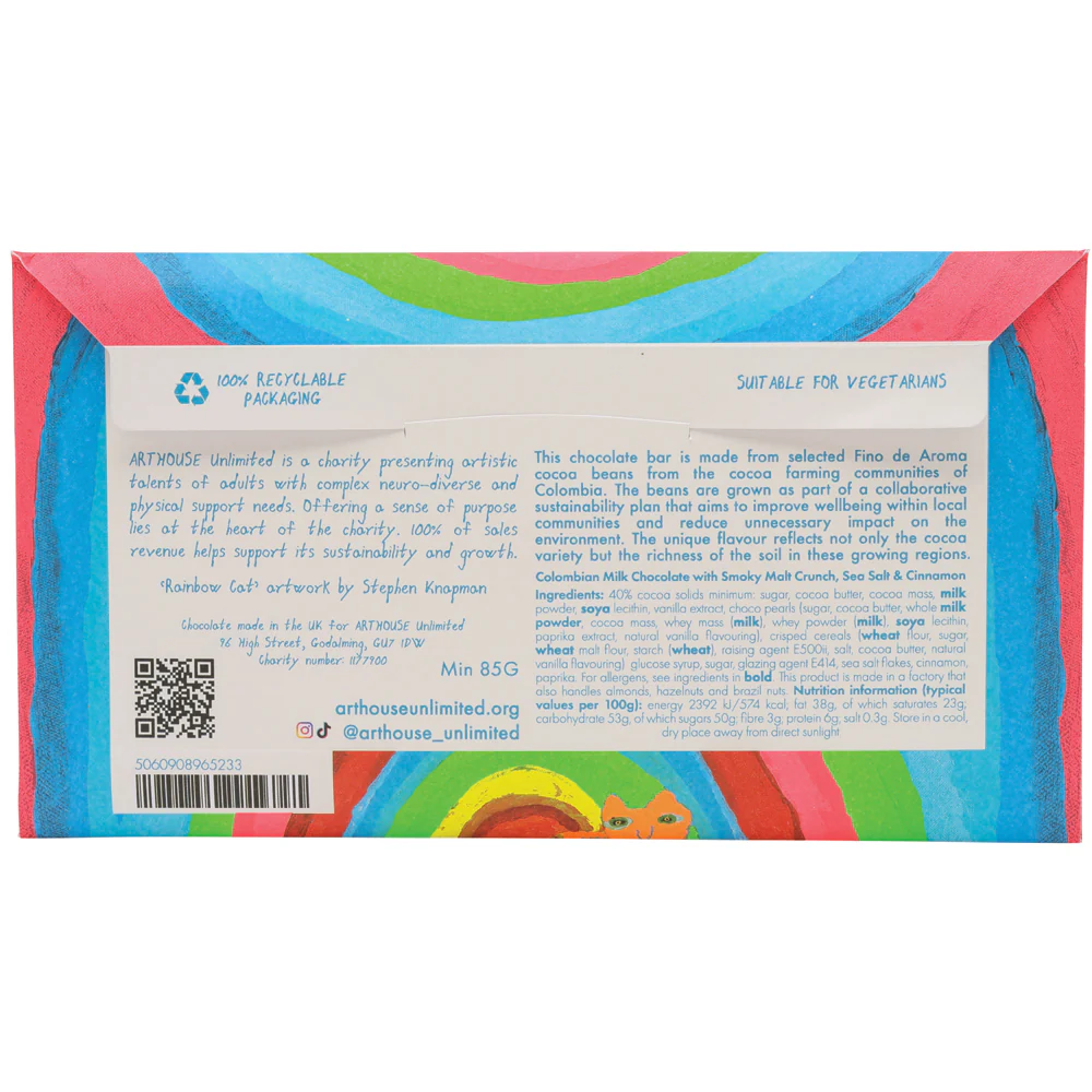 Arthouse Unlimited Milk Chocolate with Smoky Malt Crunch, Sea Salt & Cinnamon
