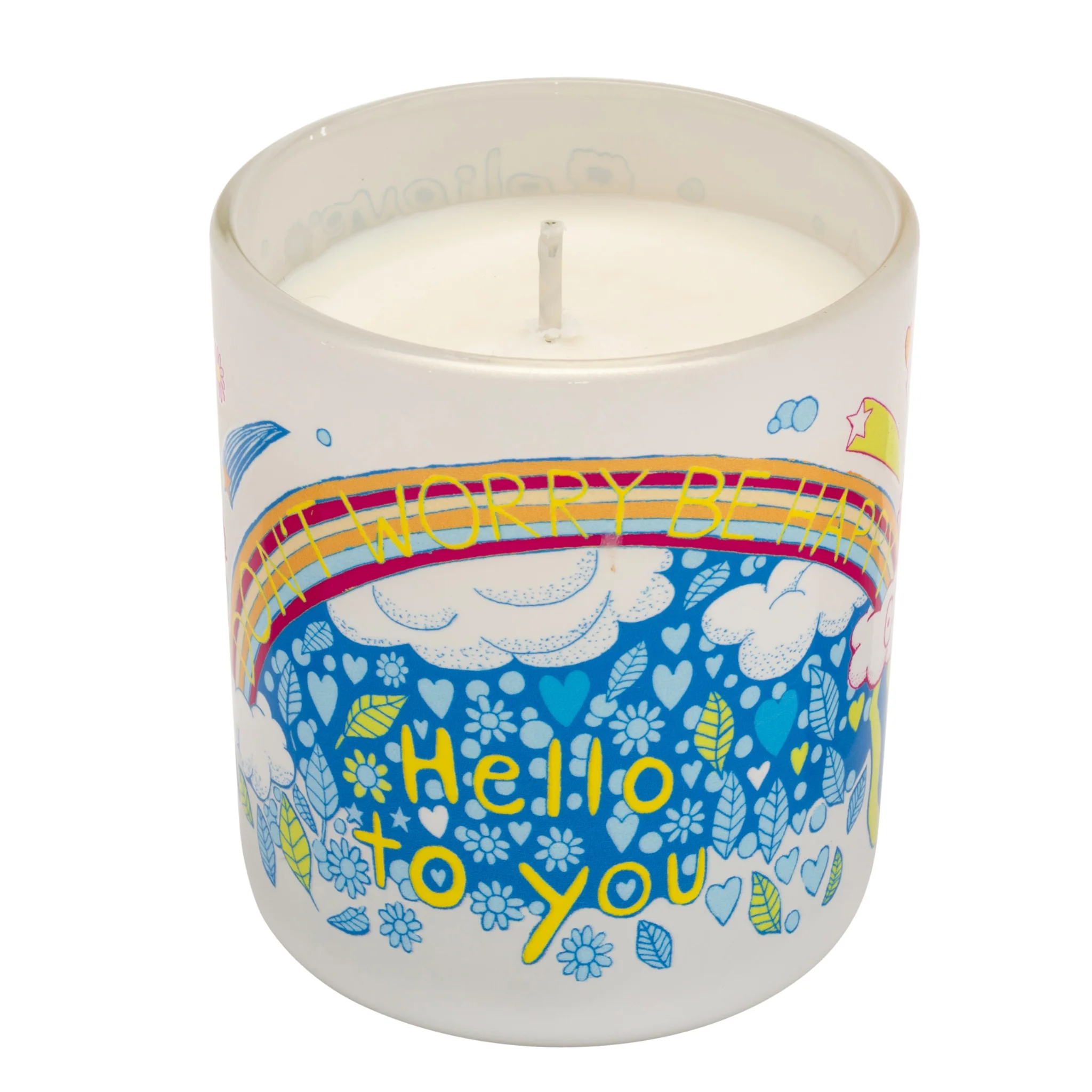 Arthouse Unlimited Be Happy Plant Wax White Candle