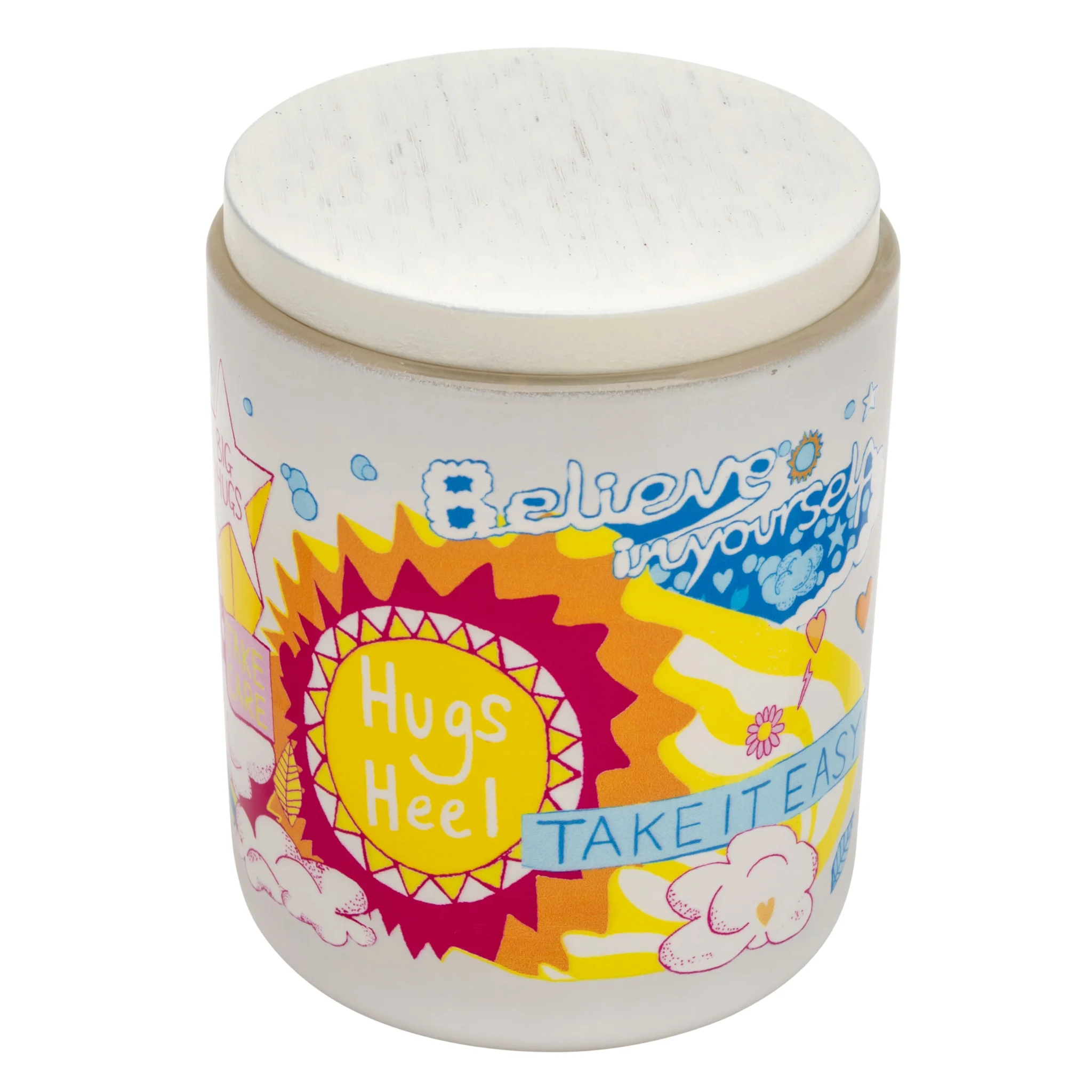 Arthouse Unlimited Be Happy Plant Wax White Candle