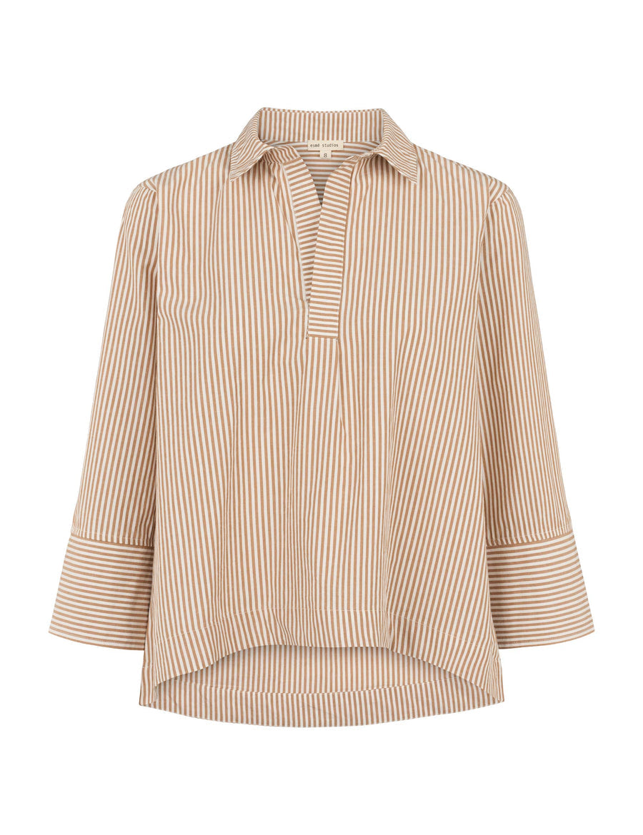 Esmé Studios ESHella Brown Stripe Blouse