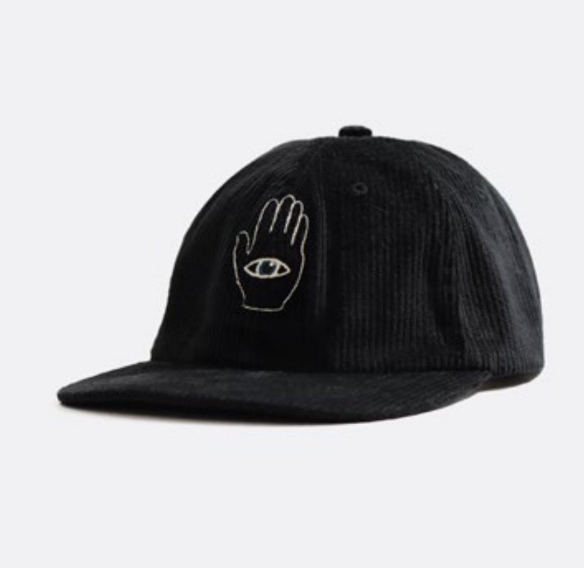 Far Afield Carlos Black Hand Eye Embroidery Corduroy Cap
