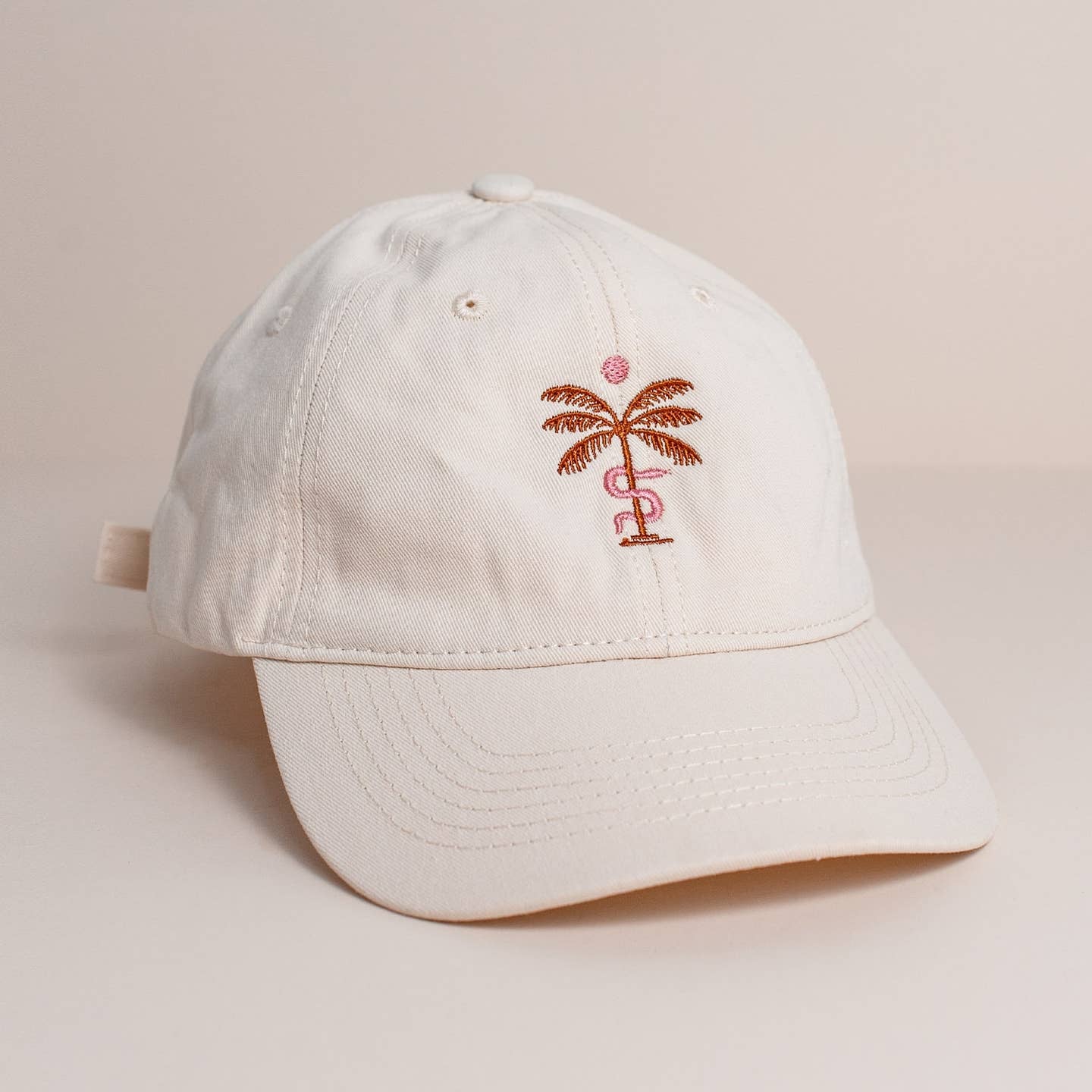 Cai & Jo Palm Ecru Embroidered Cap
