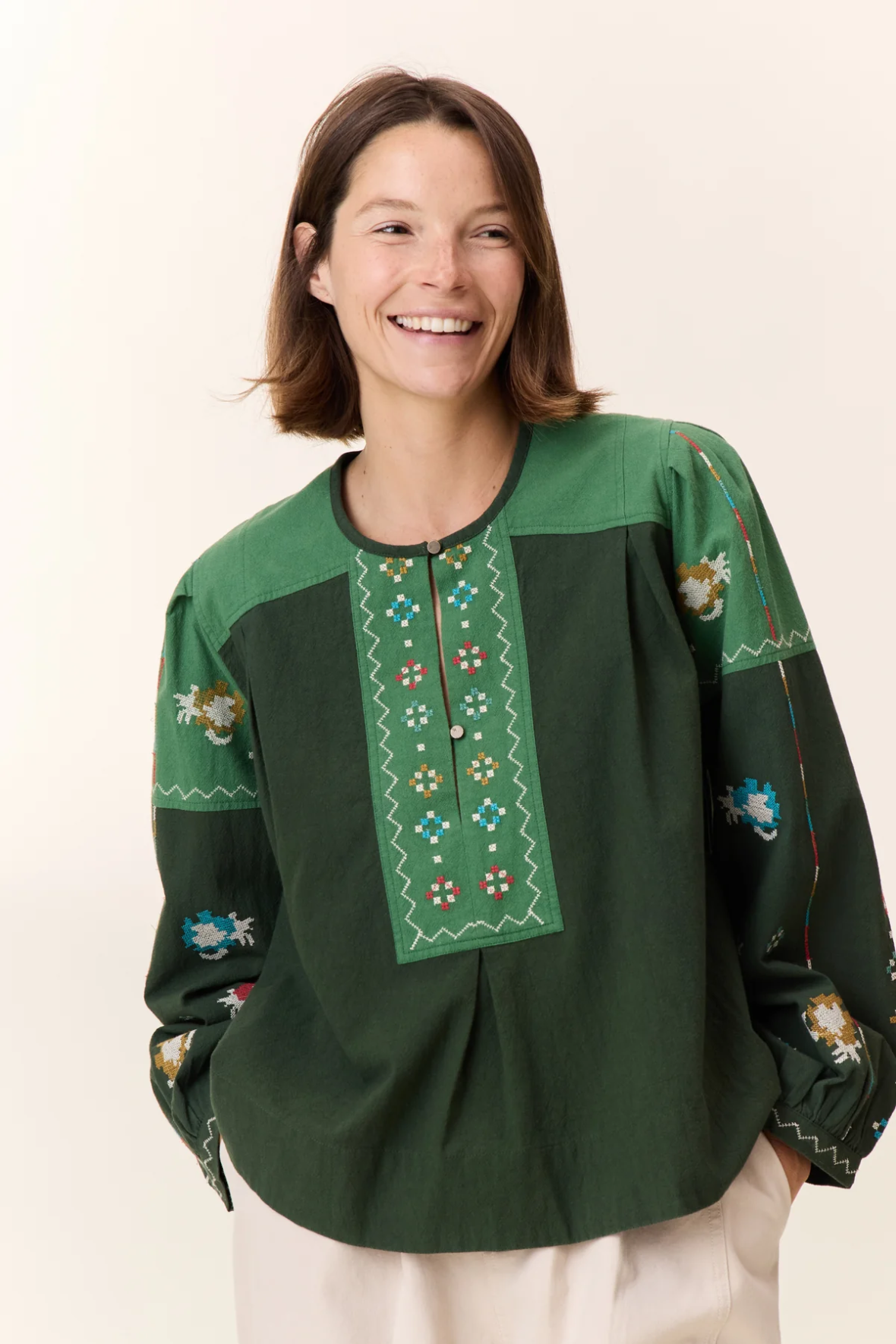 Leon & Harper Chuki Green Blouse