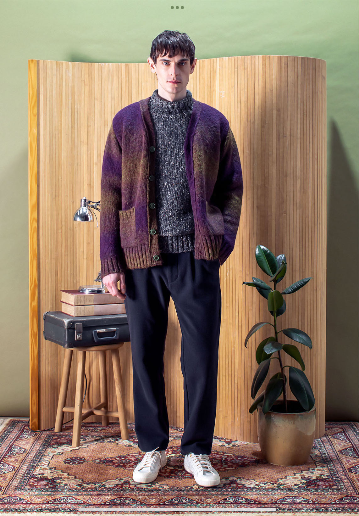 Far Afield Buckley Purple Green Cardigan