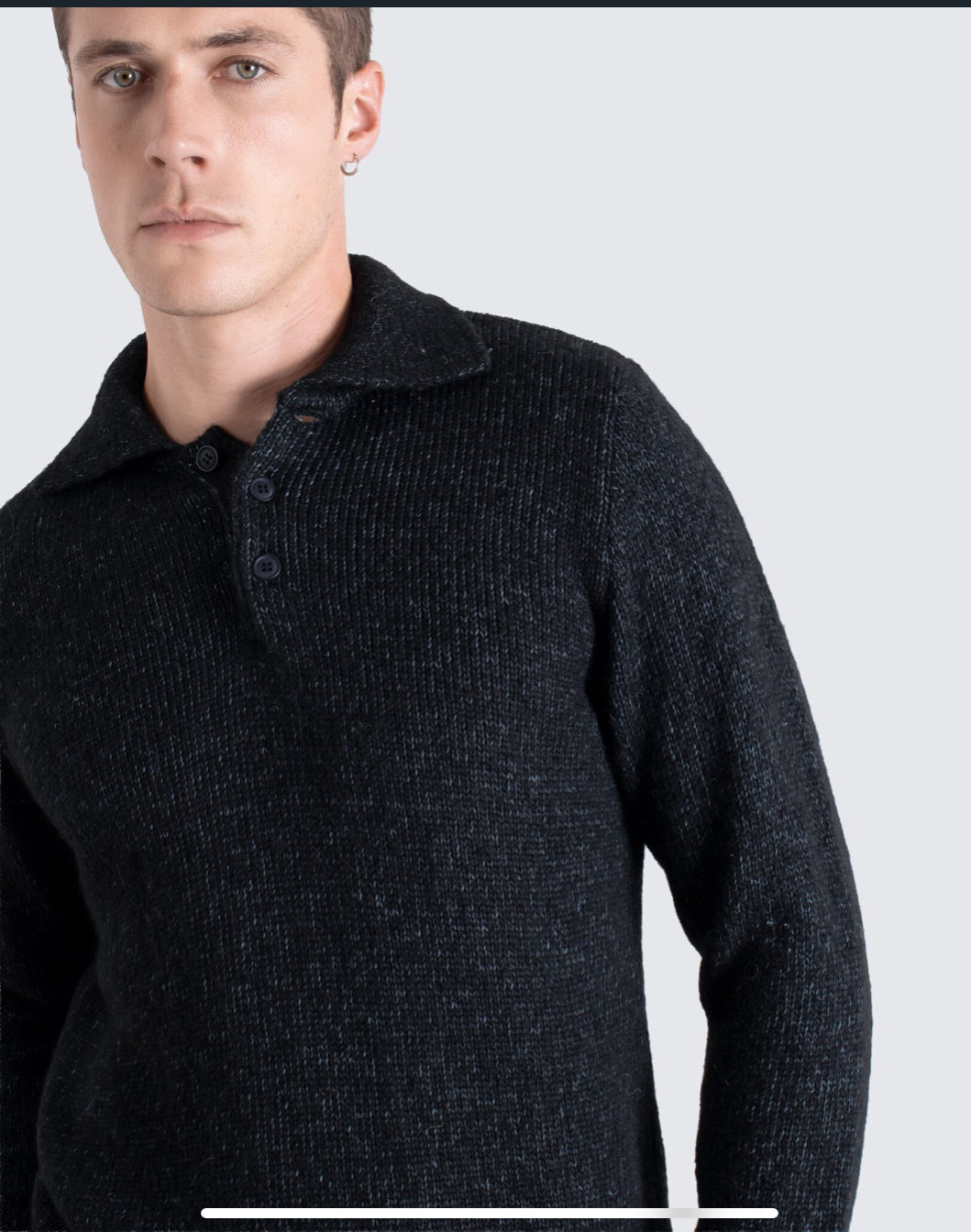 Far Afield Kier Grey Fleck Polo Sweater